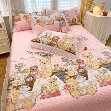 全棉榻榻米夾棉床蓋純棉兒童防滑床單三件套網紅床鋪蓋四季款炕蓋