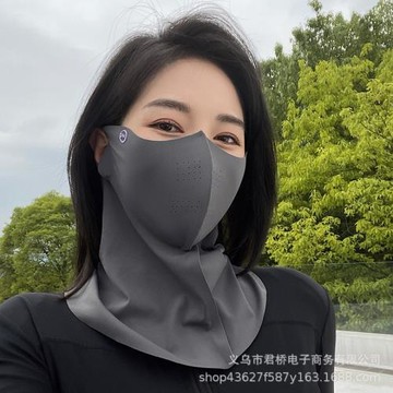 防曬面罩女護頸遮脖子防紫外線圍脖式軟骨立體護眼角男冰絲掛耳夏