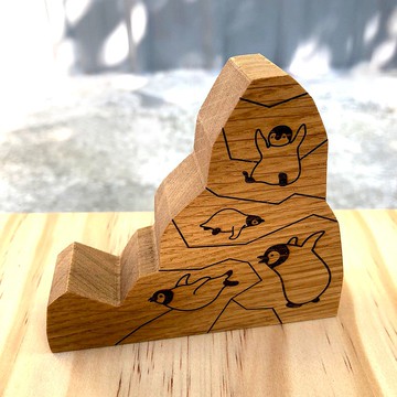 企鵝的產地手機座 白橡木