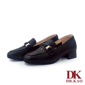 【DK氣墊鞋】質感真皮低跟樂福鞋 51-5111-90 黑色