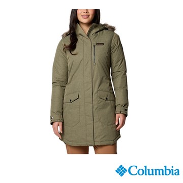 Columbia 哥倫比亞 女款- Omni Heat 鋁點防潑保暖長版外套-軍綠色 UWR08850AG/IF