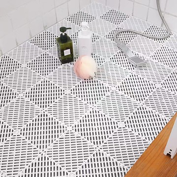 無毒橡膠迴字拼接地墊4入 白