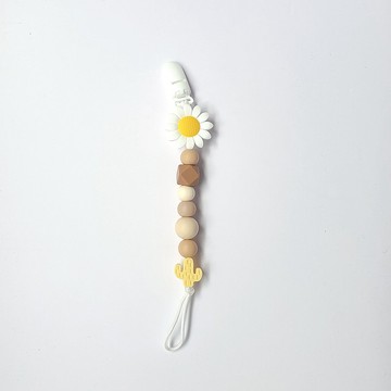 【客製】長款 奶嘴鏈 奶嘴鏈夾 / 9顆珠珠 / 食用級矽膠