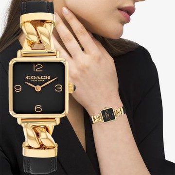 COACH Cass 方形數字女錶 手錶 新年開運 送禮推薦-銀面金框/36mm CO14504356