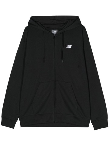 New Balance - embroidered-logo zipped hoodie - men - Cotton/Recycled Polyester - XS - Black