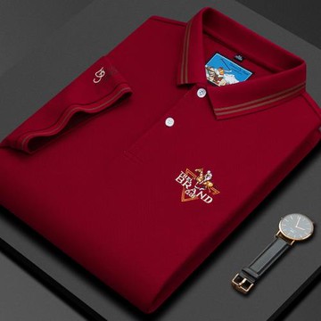 2025品牌POLO衫男純棉翻領夏季新款半袖高端體恤短袖t恤全棉紅色
