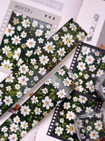 綠野  輕復古鹽系小花百搭打底和紙手帳膠帶