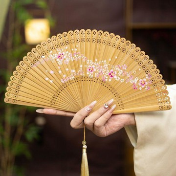 限時檔期特惠🎉中國風全竹扇子雕刻鏤空古風男女士摺扇手工扇GXL5