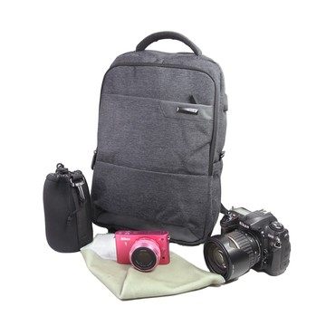 【AOKING】FN77178 商務經典雙肩後背包(含L916相機鏡頭袋+WRAP30自黏包布)