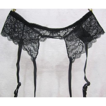 極度誘惑黑色膚色全蕾絲吊襪帶性感睡衣絲襪長筒襪女連襪帶配內衣