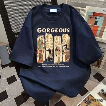 ✨限時熱購⚡ 男士短袖 重磅純棉T恤 男女 夏季 美式復古 印花 寬鬆 潮牌 休閒 短袖 上衣 短袖上衣 休閒短袖