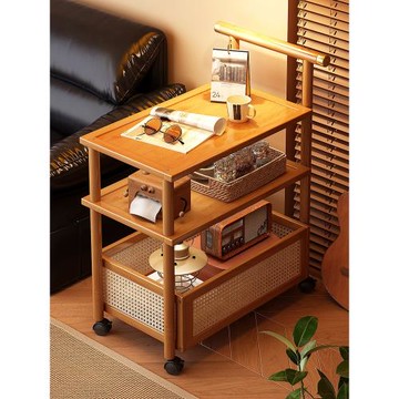 中古小推車復古茶幾可移動推拉沙發邊幾客廳零食置物架簡約床頭柜