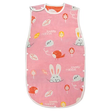 OhBabyLying 6層紗防踢背心  粉底兔兔  L