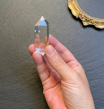 天然冰透藍針雙尖白水晶能量柱 天使之翼 避邪擋煞 快速出貨