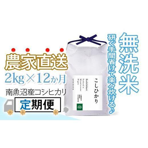 ふるさと納税 新潟県 南魚沼市 〈頒布会〉無洗米2kg×12回 農家直送・南魚沼産コシヒカリ_AG