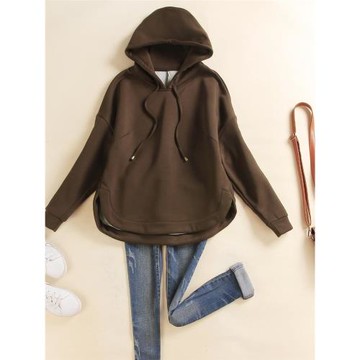 秋冬連帽衛衣女加絨2025新款正肩加厚寬松大碼時尚小個子外套內搭