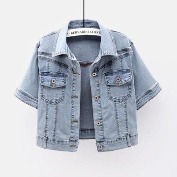 彈性薄款牛仔外套女短款夏季短款百搭短袖坎肩修身顯瘦學生上衣潮
