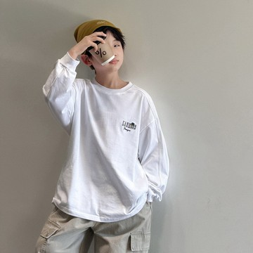 【中大男童】純棉感字體印花T恤