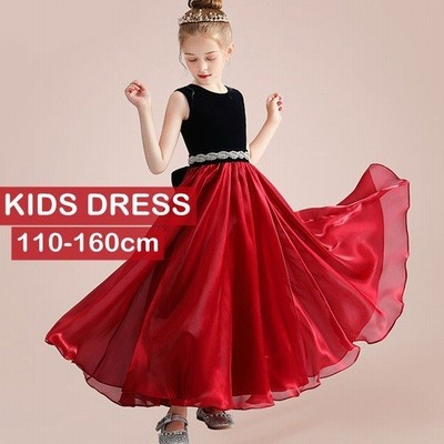 限定価格セール シンプル ワンピース 発表会 ピアノ キッズドレス ロング丈 子供ドレス ラウンドネック プリンセスドレス ノースリーブ 花 ブライダル ドレス Komorafizioterapeuta Fbih Com