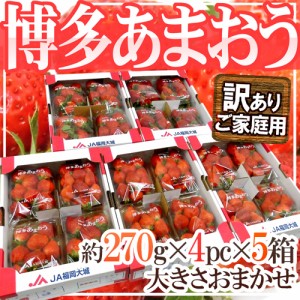 福岡産 博多 ”あまおういちご” 訳あり 約270g×4パック×《5箱》 送料無料