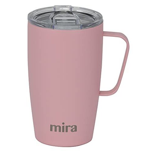 MIRA Modern Travel Coffee Mug Cup with Handle and Lid, 18oz Simple Stainles