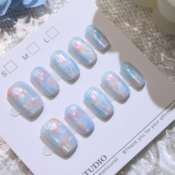 🎀台灣48H出貨🎀 幻彩水母穿戴甲 可拆卸顯白百搭光療穿戴甲 美甲貼片 美甲穿戴甲 幻彩穿戴甲 甲片 假指甲 指甲貼