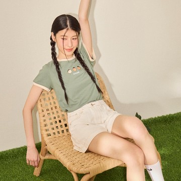 CACO-阿呆羅紋撞色上衣‧親子款-女【J2SC002】