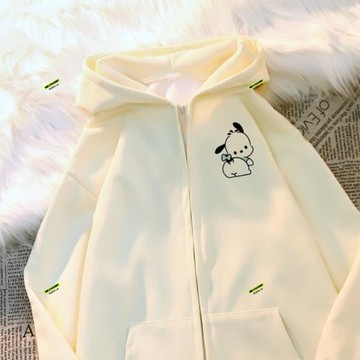 重磅純棉拉鏈帕恰狗可愛連帽衛衣