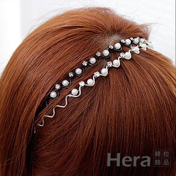 【Hera】赫拉 韓款波浪水鑽珍珠髮箍