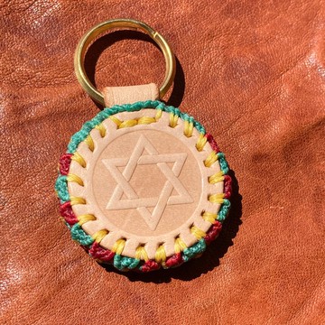 -Rasta- 皮革馬克拉姆編織鑰匙圈