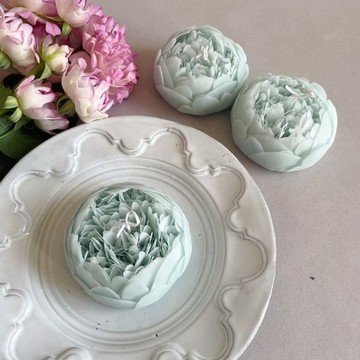 花朵蠟燭 Peony-blue