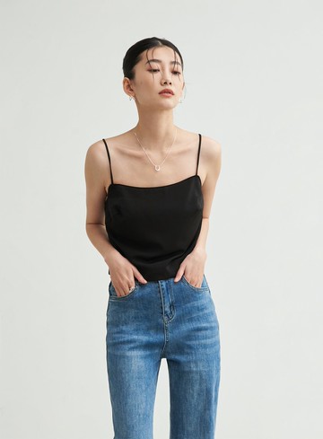 微光澤細肩帶平口背心