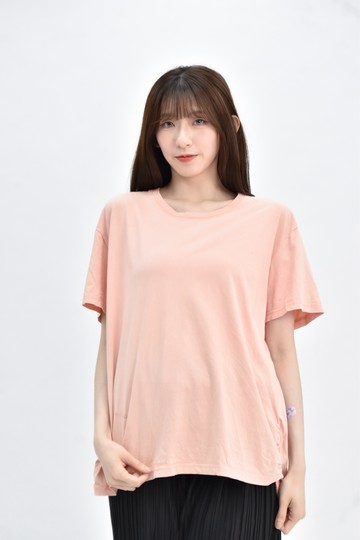 (L) uniqlo 圓領粉色短袖上衣