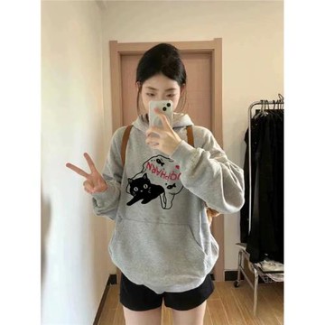 純棉美式復古衛衣女春秋2025新款爆款寬松oversize慵懶風連帽外套