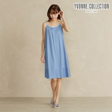 YVONNE 以旺傢飾 【竹纖維】細條紋細肩帶洋裝-藍