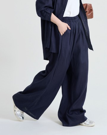 老錢風全鬆緊腰頭涼感寬褲