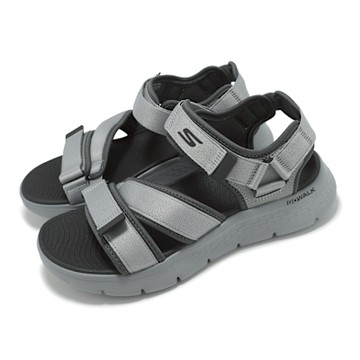 Skechers 涼鞋 Go Walk Flex Sandal 男鞋 灰 黑 緩衝 輕量 魔鬼氈 涼拖鞋 229207GYCC