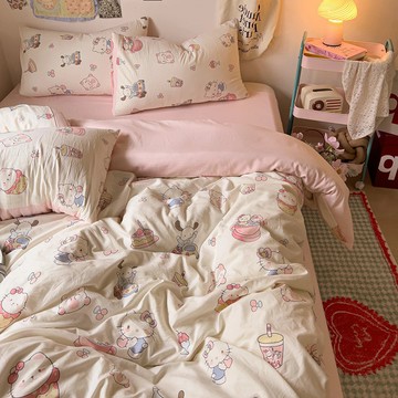 A類床上四件套 水洗棉 被罩 母嬰級 床單 被套 床品 學生 宿舍三件套床包四件組