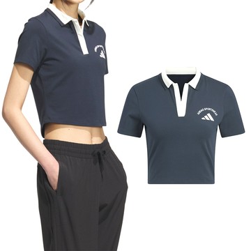Adidas Ms Ss Polo 女款 黑色 短版 Polo衫 修身 弧形下擺 休閒 短袖 KC0076