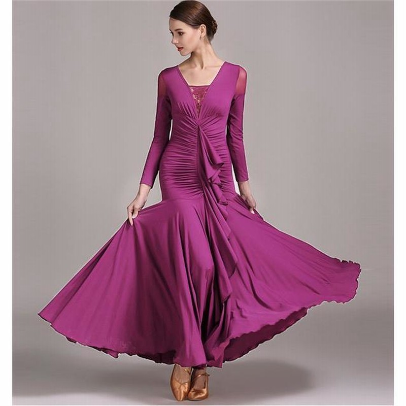 紫モダンドレス 社交ダンスドレス・衣装】ST21072 スタンダード/モダン