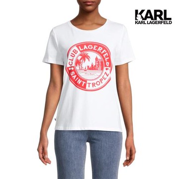 【KARL LAGERFELD】SAINT TROPEZ 渡假短TEE白紅/白藍 兩色可選 (原廠公司貨)