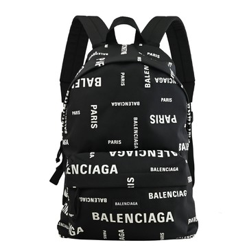 BALENCIAGA 巴黎世家 503221 經典印花LOGO雙肩大後背包.黑