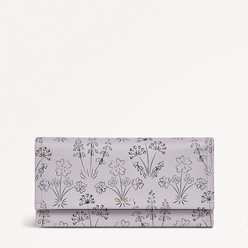 Radley London Womens Leather Wild Flowers Large Flapover Wallet - Grey Large