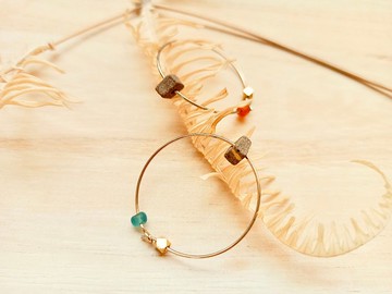 老琉璃粗陶擴香石耳環