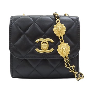 【二手名牌BRAND OFF】CHANEL 香奈兒 黑色 菱格紋 羊皮 mini 鏈帶 金扣 肩背包