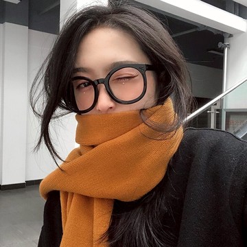 側面CM~毛線長款圍巾女冬季百搭韓版ins風針學生日系針織保暖圍脖1入