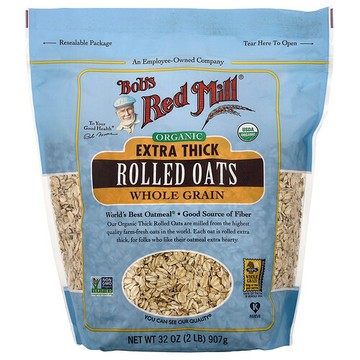 Bob's Red Mill, 有機特厚輾制燕麥，全穀物，32 盎司（907 克）