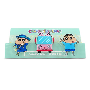 Miravivi 蠟筆小新造型夾3件組 可愛造型 兒童收納整理好幫手  1組  幼兒園 綠色 + 藍色 + 粉色