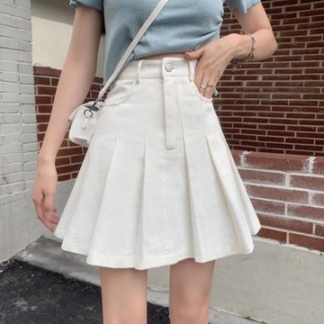 白色百褶裙女夏款大碼胖mm半身裙高腰a字小個子學生短裙顯瘦jk裙