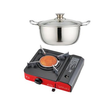 歐王遠紅外線卡式休閒爐+福滿料理304湯鍋26cm(JL-168紙盒)